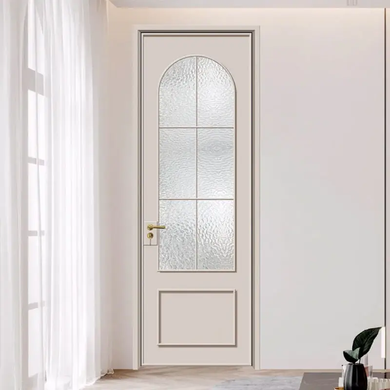 Exquisite Bedroom French Door Aluminum Frame Arched Anti Peeping Glass French Hinged Doors Noise Reduction French Security Doors
