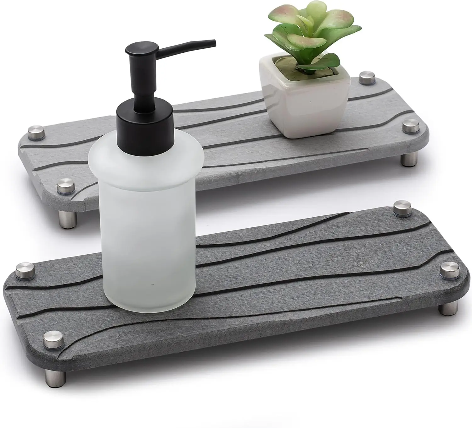 

2 PCS Quick Drying Stone Tray for Bathroom Counter- Water Absor& Fast Drying in Seconds - Kitchen