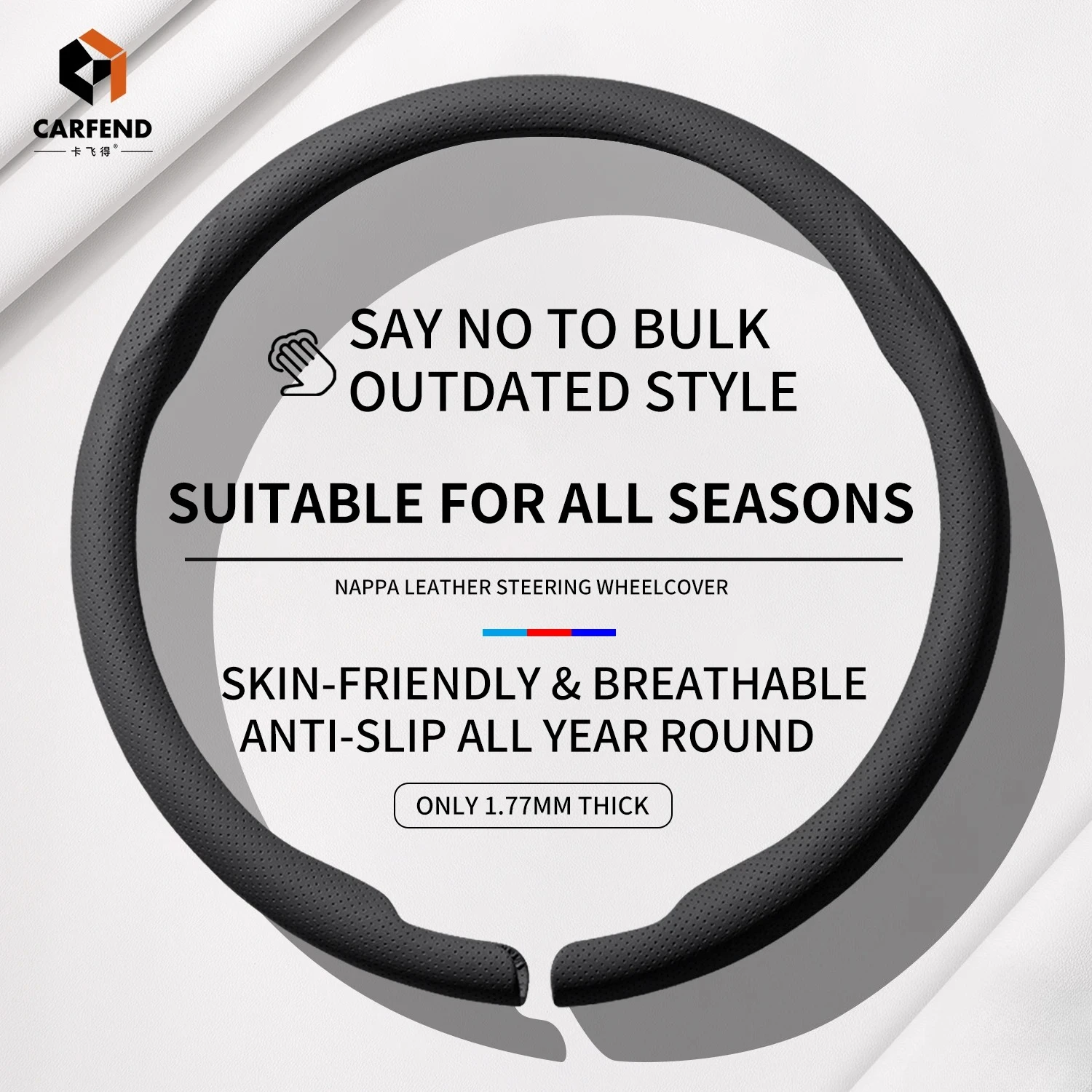 2026 New Ultra-Thin Car Steering Wheel Cover All-Season Universal  Anti-Slip Sweat-Absorbent Suede Nappa Automotive Interior