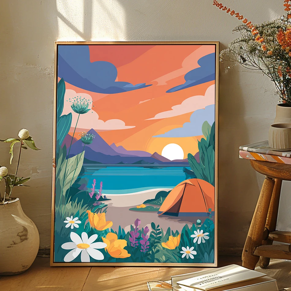 

SDOYUNO Diy Painting By Numbers Simple hand drawing Landscape Scenery Wall Art Picture Canvas Art Painting Handiwork Diy Crafts