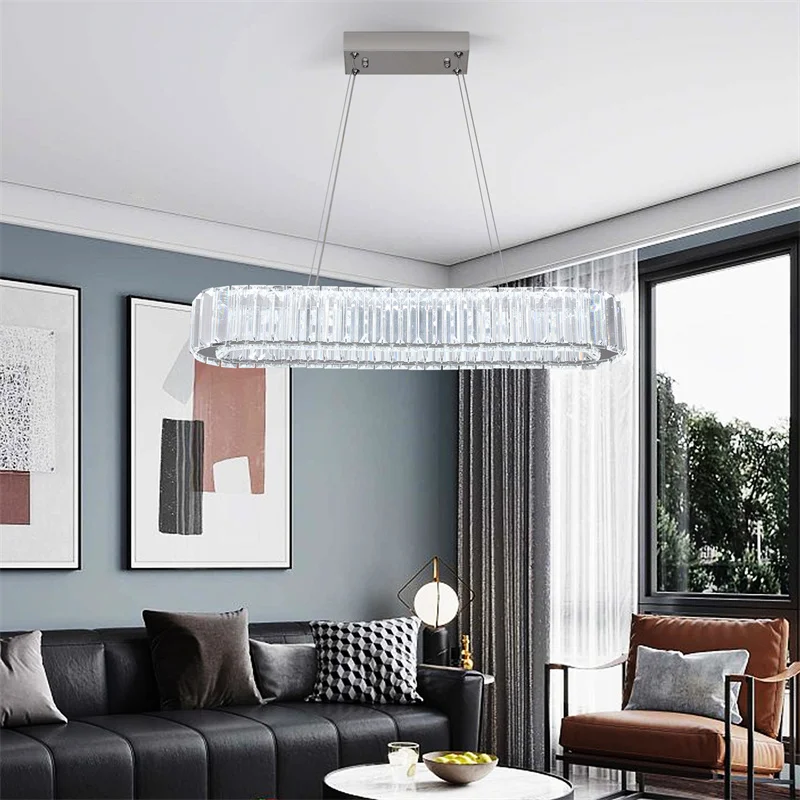 Nordic Modern Crystal Ceiling Lamp Indoor Lighting New Ring  Chrome Lustre Chandelier For Living Room Pendant Lights Luminaire