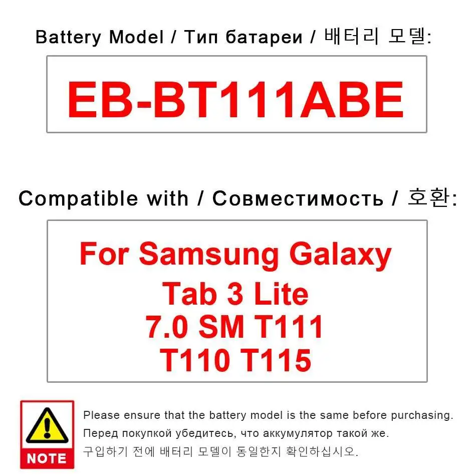 

Durable For Samsung Galaxy Tab 3 Lite 7.0 SM T111 T110 T115 EB-BT111ABE Environmentally Friendly Tablet Battery 3600Mah