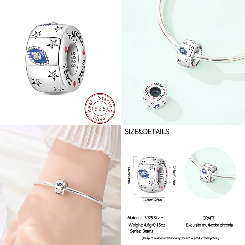 New 925 Sterling Silver Lucky Spacer Beads Pendant Beads, Suitable as Original Women's Bracelet Wearing Gifts DIY Exquisite Acce