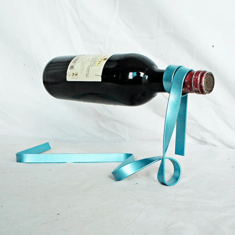 Ribbon wine rack, suspended red wine bottle, gravity balance bracket, novelty birthday gift ornaments