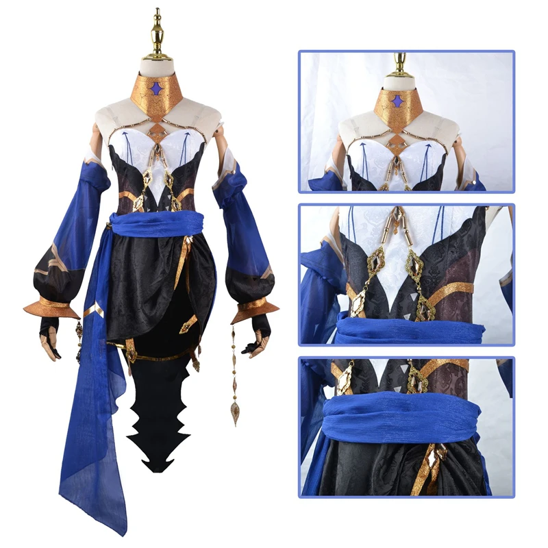 Gioco Genshin Impact Layla Sumeru Costume Cosplay Layla Set completo copricapo vestito calze parrucca Anime Cosplay