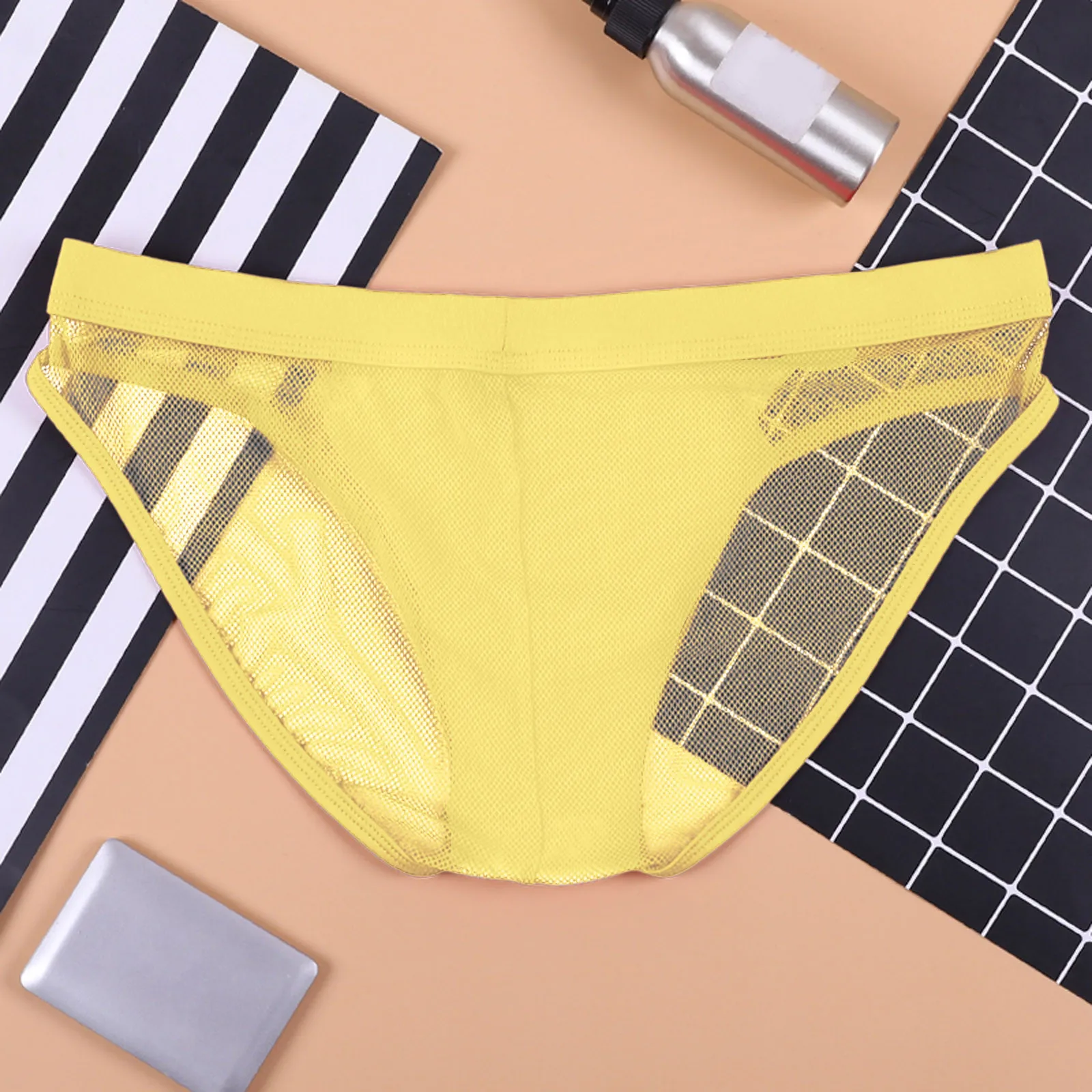 Triangle Panties For Men Sexy Low Rise Briefs Mesh Transparent Underpants Ride Up Seamless Triangle Underwear Man Traceless