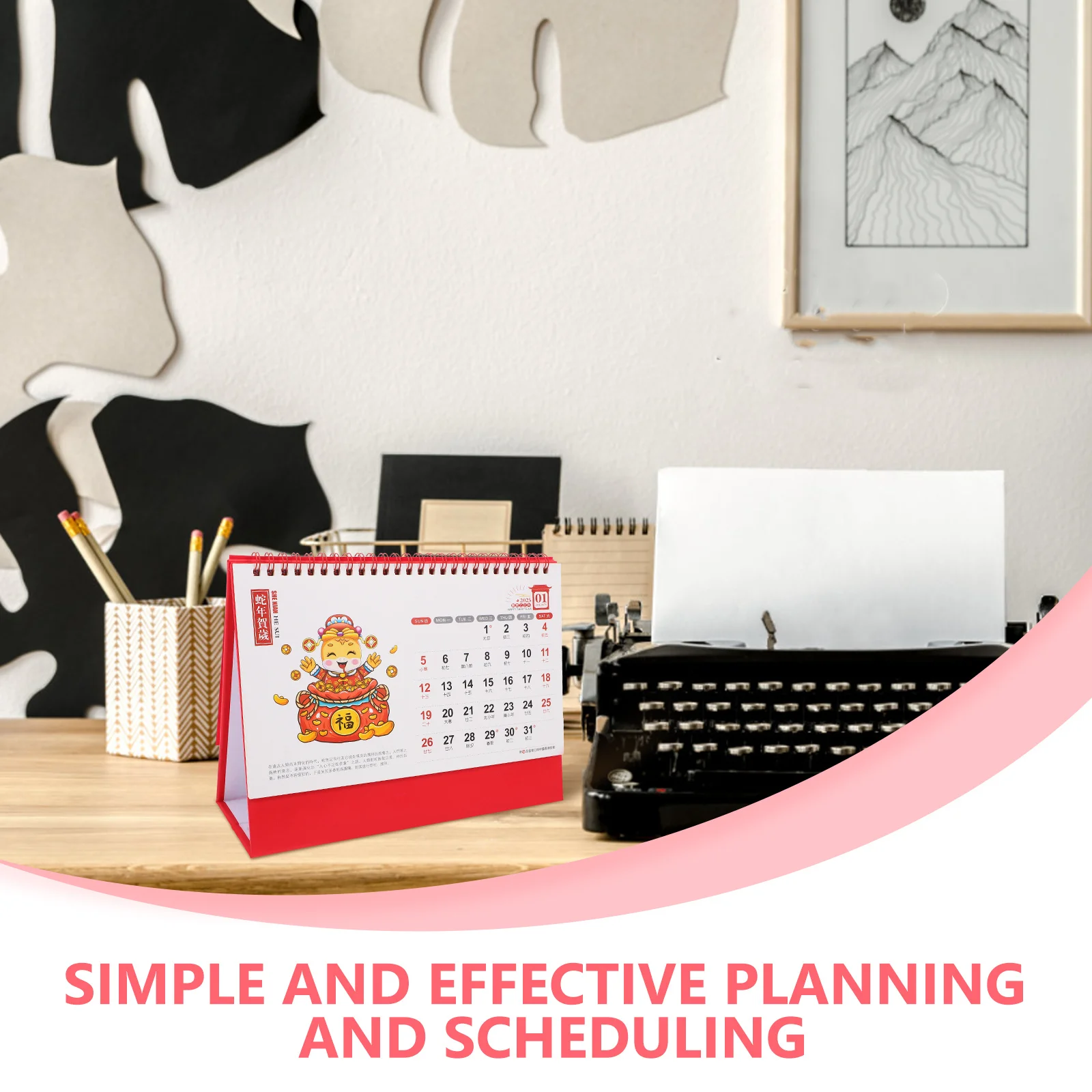 Desk Calendar Chinese Planner 2024 Table 2025 Lunar Year Monthly New Desktop Academic