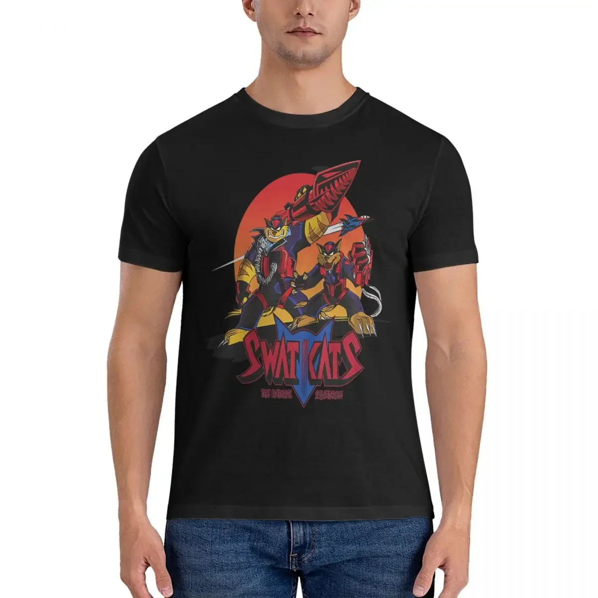 Men's Rocket T Shirt S-Swat Kats Pure Cotton Tops Unique Short Sleeve Round Neck Tees Original T-Shirt