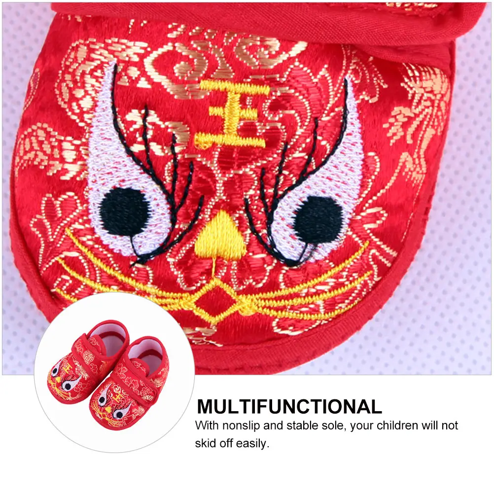 Practical Stylish Newborn Cozy Warm Infant Sole Cloth Cartoon Embroidered Baby Shoes Soft Bottom Non Slip Tiger Head 0 12 Months