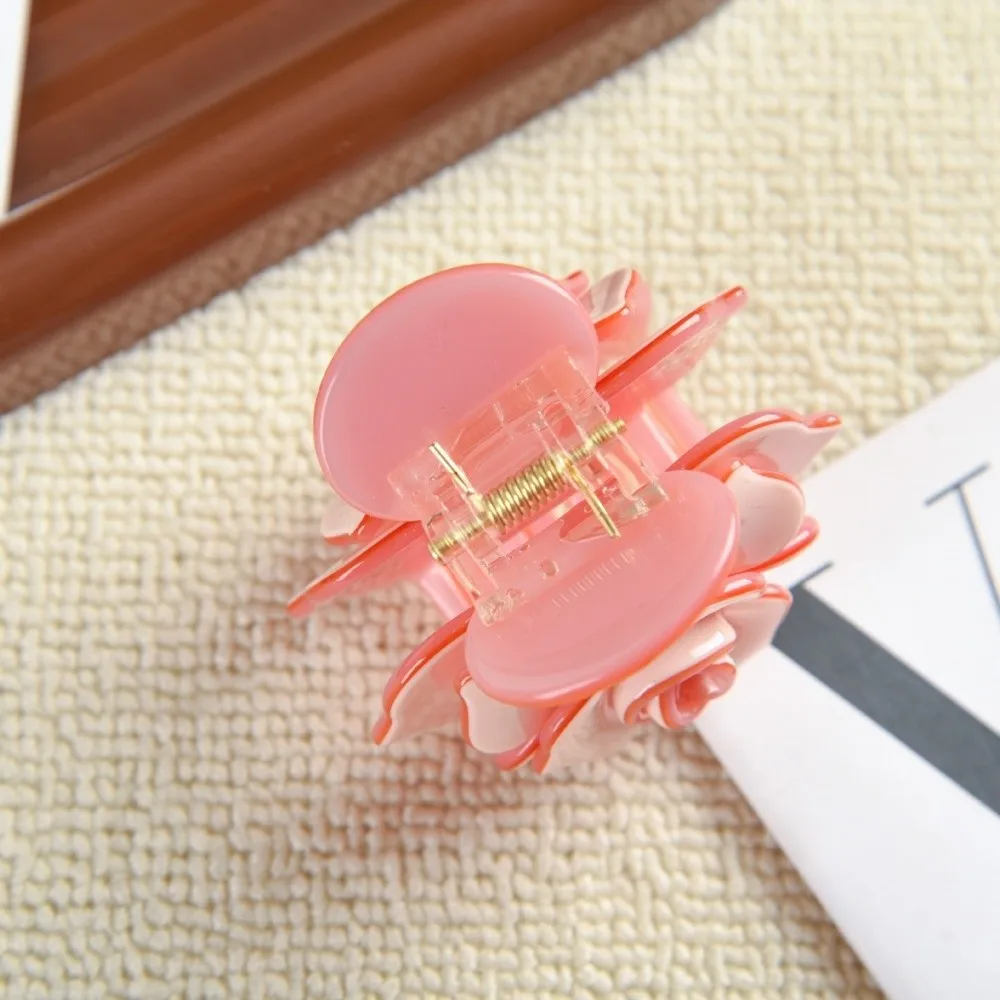

Retro 3D Flower Hair Claw Clips Acetate Solid Color Camellia Rose Clips Women Headdress