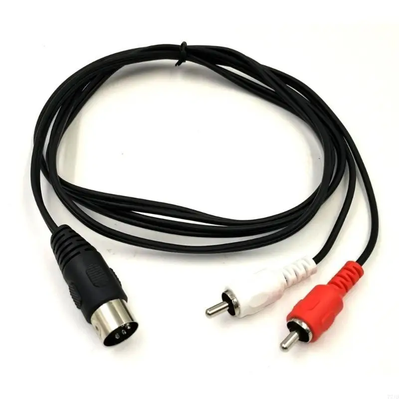 

77JD 5P DIN Plugs Male to 2RCA Converter Replacement for Electrophonic Quad Stereo System Cable Adapter