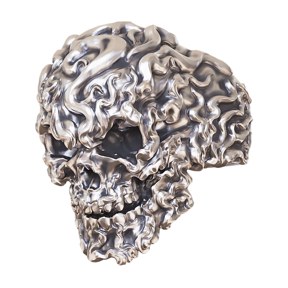 Huge 925 Sterling Silver Fire Skull Punk Ring TA514 Biker Jewelry US Size 8~15 BZ
