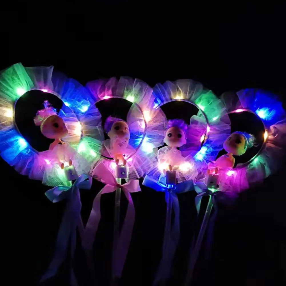 New LED Flash Lace Flower Girl Princess Doll Fairy Wand Creative Cute Princess Flash Wand Children Light-emitting Toy Magic Wand