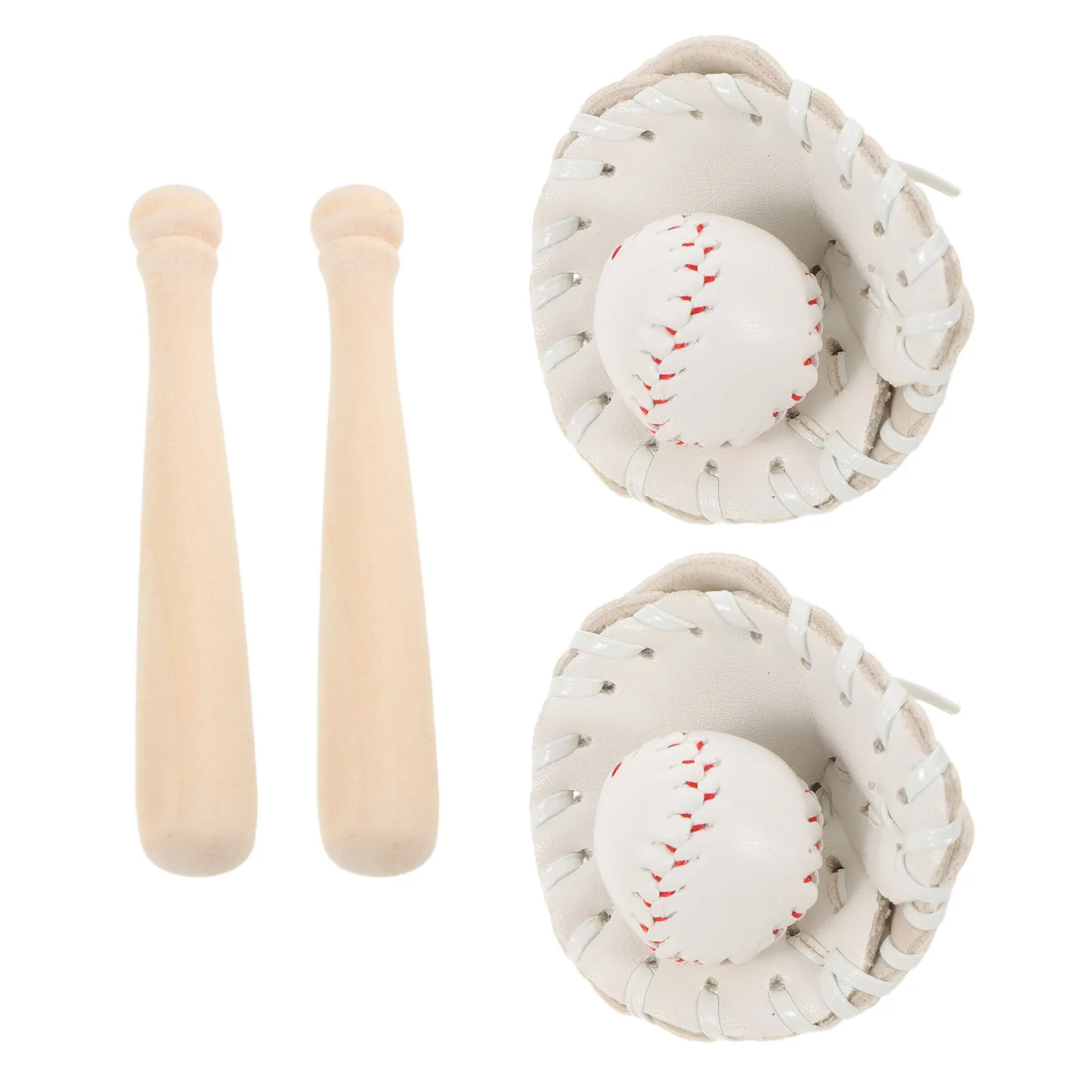

2 комплекта миниатюрных бейсбольных бит, перчаток и мячей, реалистичный спортивный набор, имитация бейсбольного комплекта, аксессуары для кукольного домика, брелок