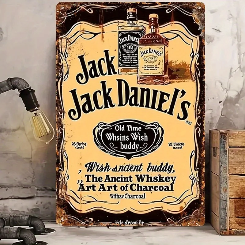 Vintage Whiskey Metal Tin Sign 8x12 - Rustic Alcohol Poster for Bar & Home, Farmhouse Decor, No Power Needed