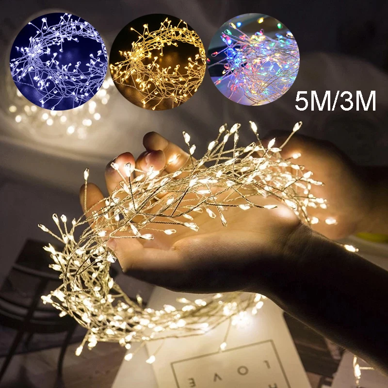 5M/3M Copper Wire String Lights Fairy Tale Garland Light String Wedding Party Christmas Home Decoration Battery Operated