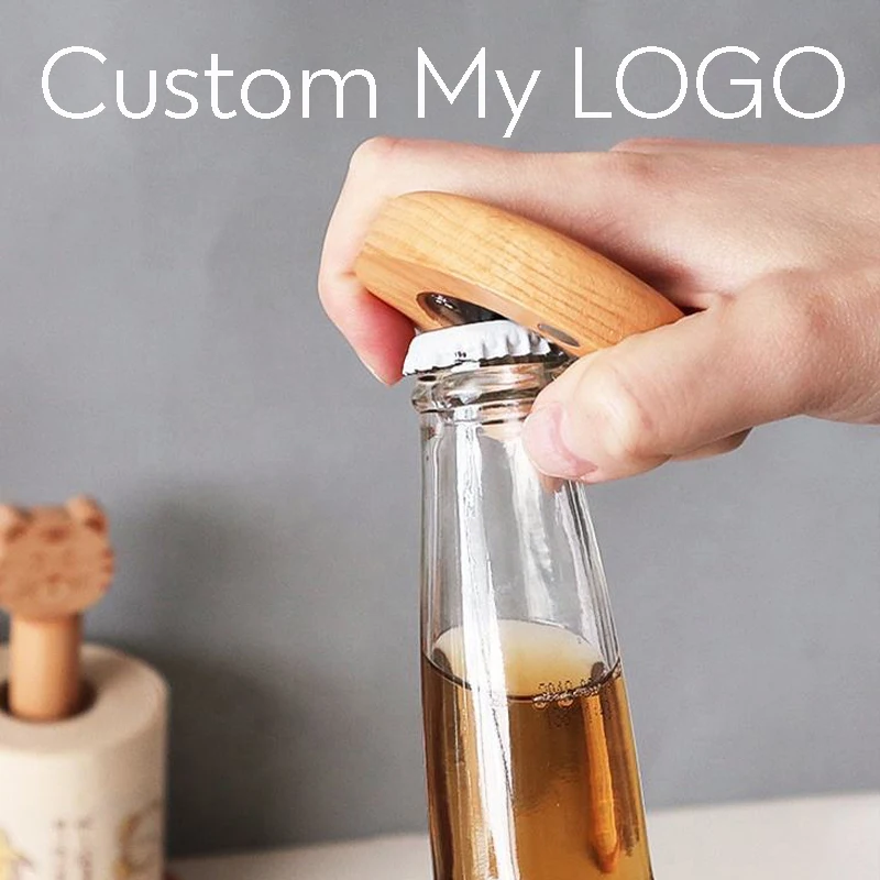 Personalized Logo Design Wedding Favor Engraved Wooden Wedding Fridge Beer Bottle Opener Wedding Guest Souvenir Gift