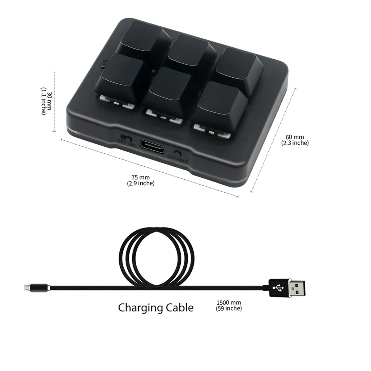 GOB-o6 مفتاح لوحة مفاتيح صغيرة لاسلكية USB لوحة مفاتيح الألعاب ماكرو مخصصة للبرمجة لوحة مفاتيح OSU لمكتب ألعاب الفيديو