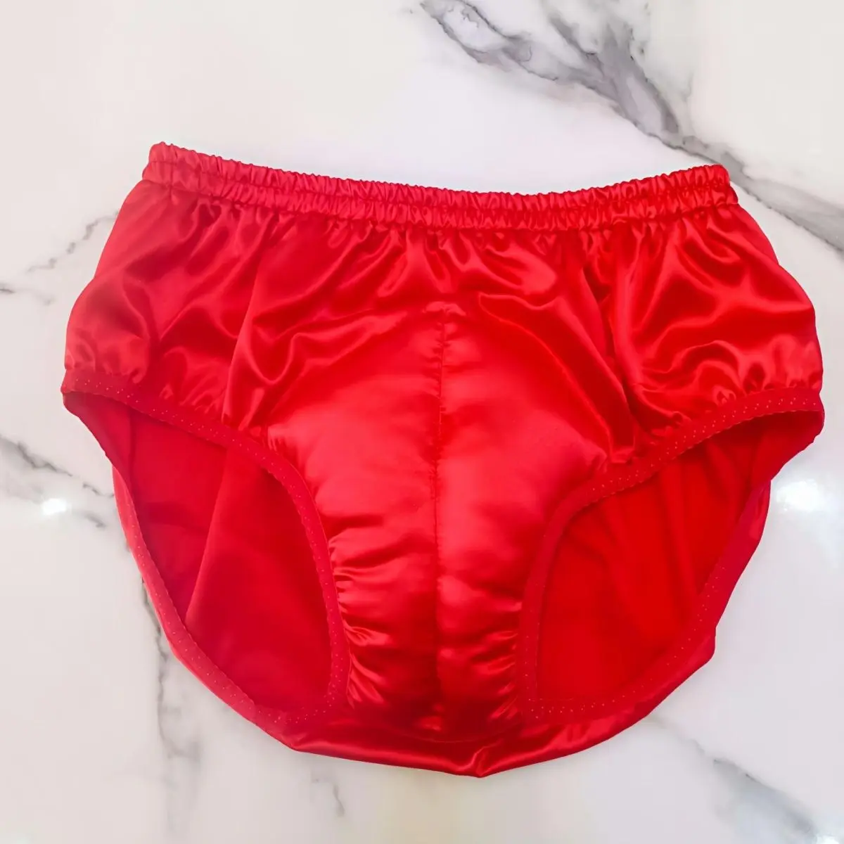 Men Glossy Cotton Ice Silk Satin Lingerie Panties Plus Size Underwear Sexy Briefs