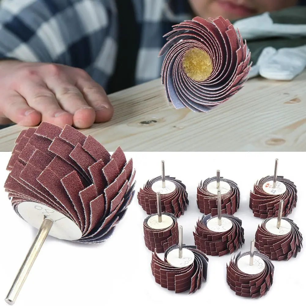 

3mm Shank Curved Surface Wood Metal Abrasive Grinding Head Sanding Cloth Wheel Burr Removal Derusting Buffing Polishing