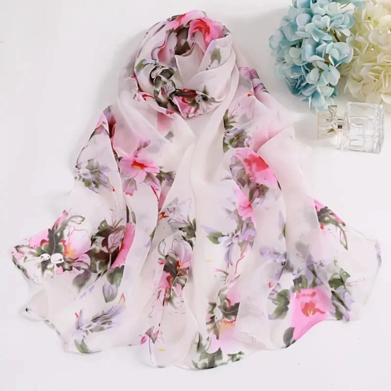 Elegant Peach Blossom Floral Lightweight Women's Shawl Scarf - Perfect Gift Idea