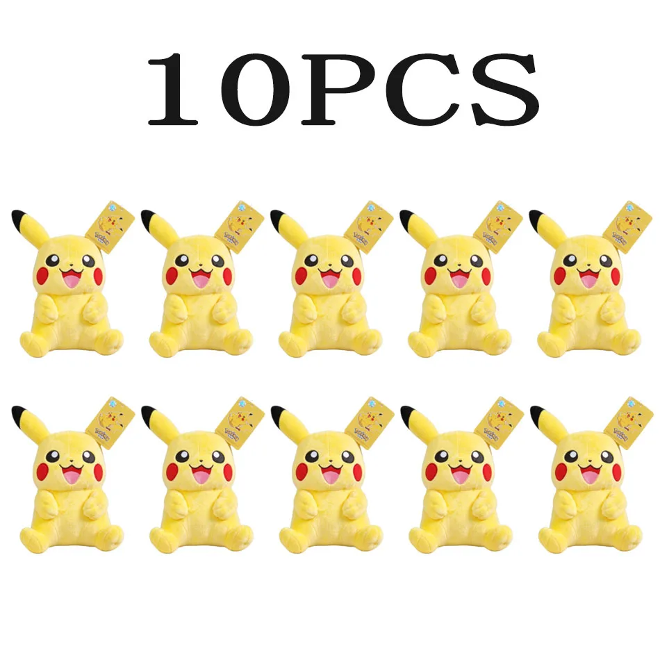 10pcs Cos Eevee Pikachu Cosplay Plush Toys Pikachu Peluche Lucario Stuffed Animal Doll Collectible Gift,Cartoon 20-30CM