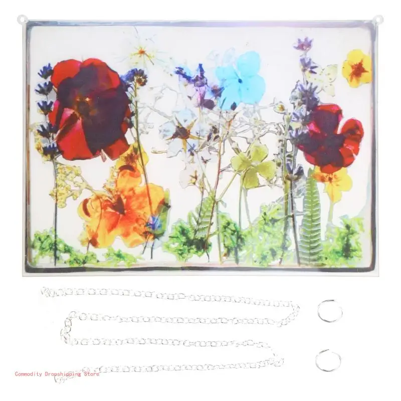 

Acrylic Frame Pressed Flowers Hanging Picture, Artificial Plants Wall Pendant