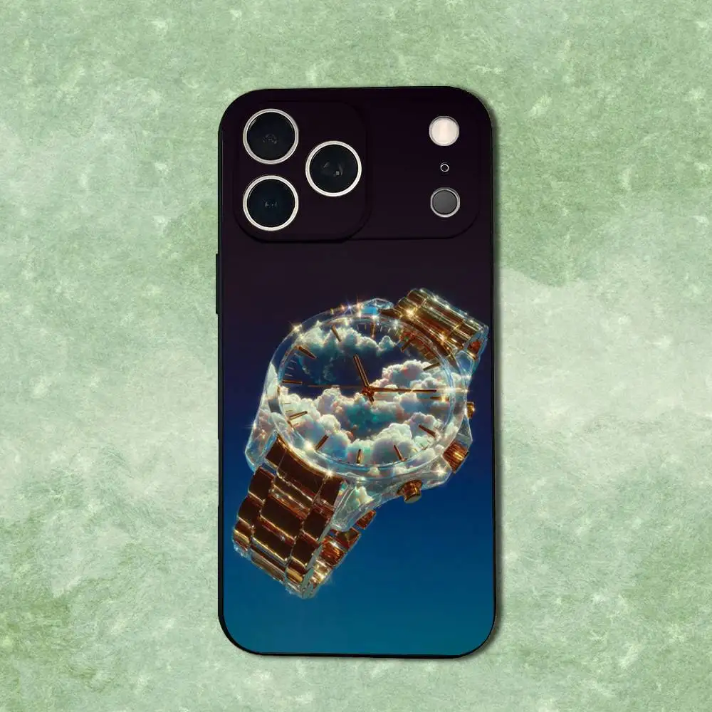 حافظة هاتف Dream Art Watches Art لهاتف iPhone 14,13,17,12,11,16,15, Plus, Pro Max, XS, X, XR, SE, Mini, غطاء أسود من السيليكون الناعم
