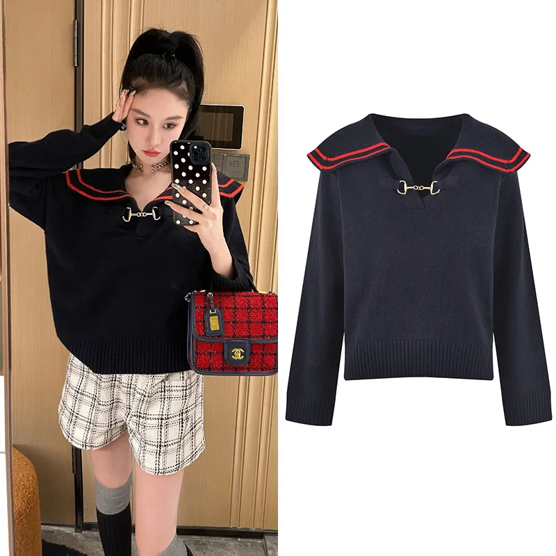 

Ele Sweet Knitwear Top Women's Loose Versatile Summer Faion Commute Sle Long Sve Other Material 00% No Brand