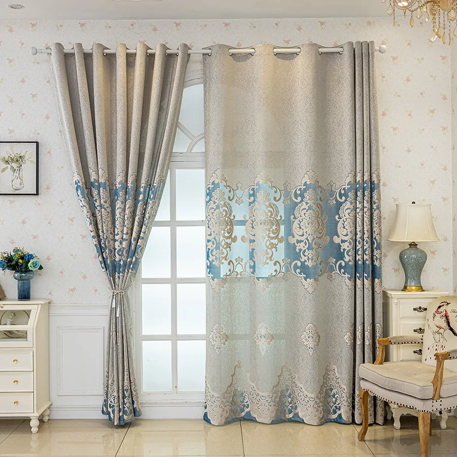 200044   European hollow jacquard curtains, living room, bedroom, balcony