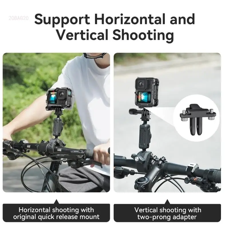 Aluminum Camera Cage Motorcycle Camera Mount Double Cold Shoe Mount Camera Bracktes set Simple Installation for 13