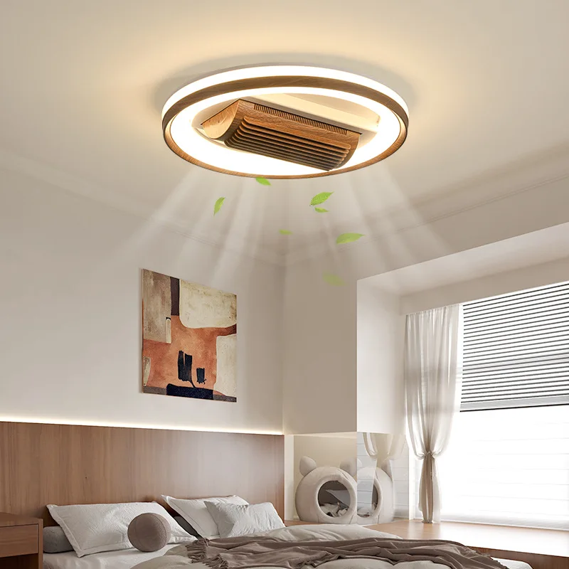 Modern Round Ceiling Fan With Light For Bedroom Study Living Room 48CM Minimalist Bladeless Ceiling Fans With Lights And Remote