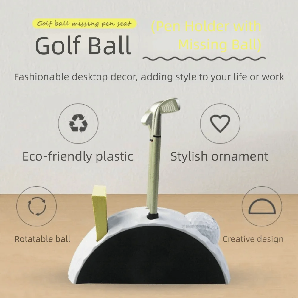 1 zestaw długopisów w kształcie piłek golfowych, mini dekoracja na biurko, antypoślizgowa podstawa, oryginalny uchwyt na długopis w kształcie piłki golfowej, dekoracja, 3 kolory, zestaw długopisów golfowych