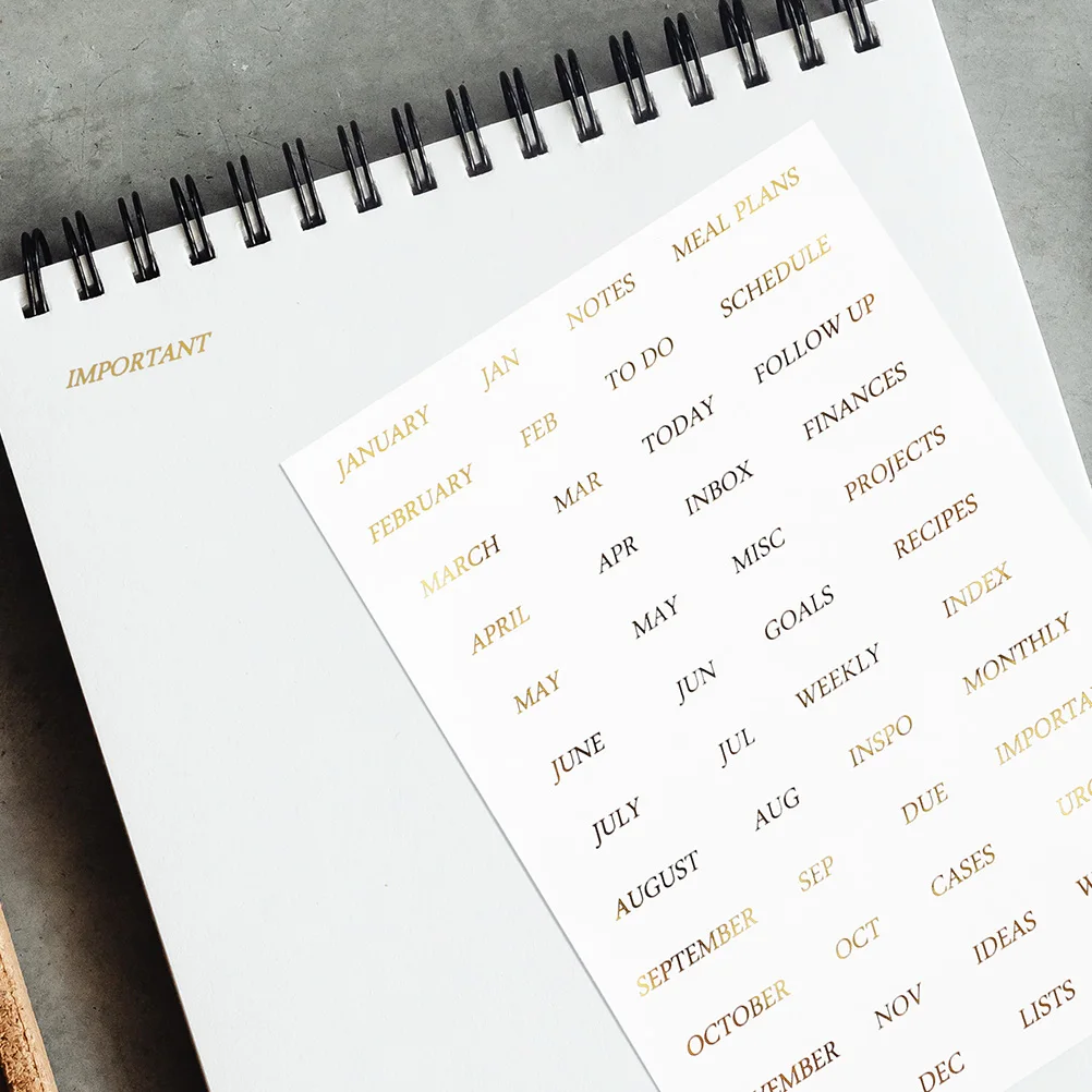 

Gold Foil Stickers Bright Smooth Surface Safe For Kids Diy English Word Decal Month Plan Scrapbook Decoration Journaling