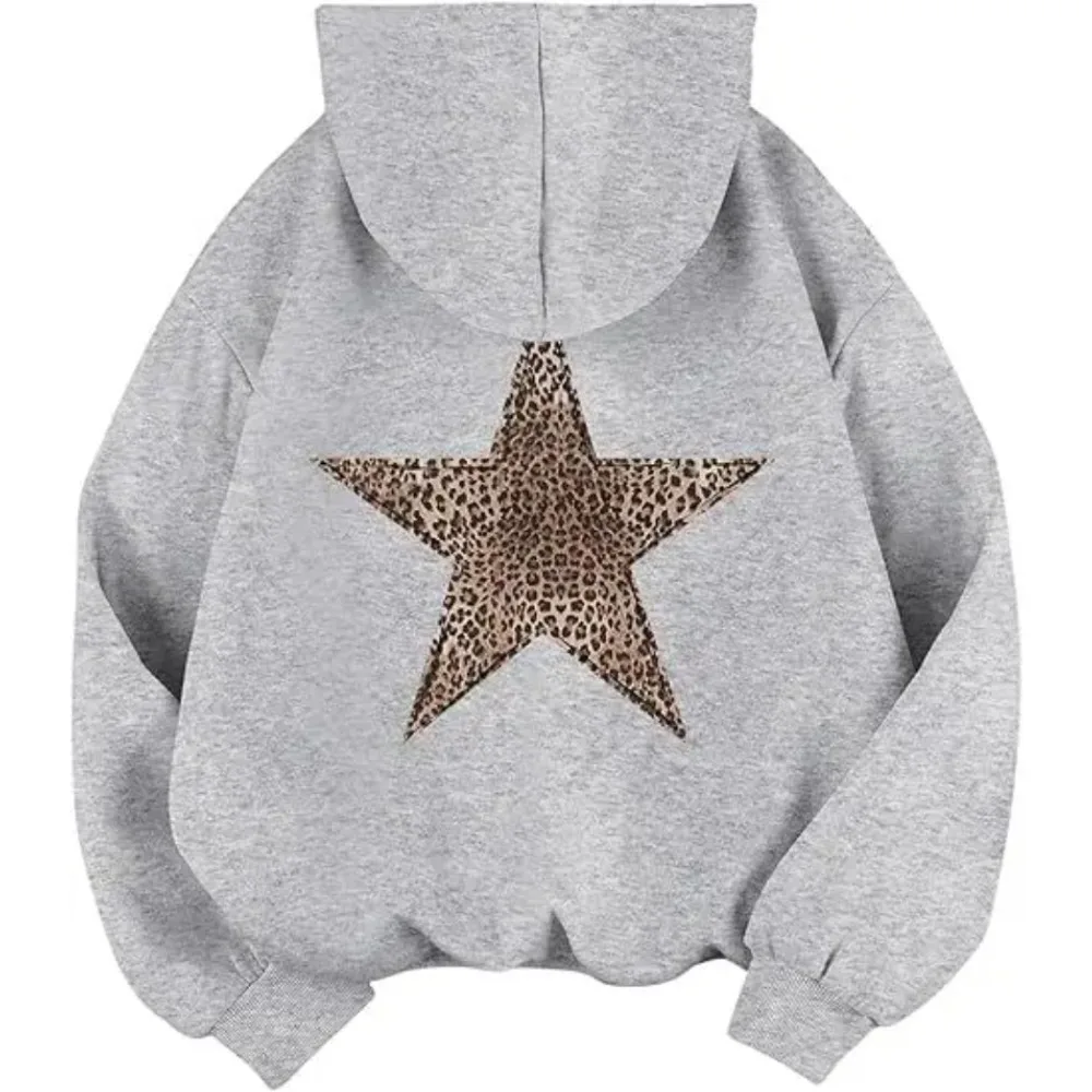 ستار جرافيك هوديس Y2k ليوبارد طباعة مقنعين البلوز الفهد هوديي الشارع الشهير موضة عادية الهيب هوب Harajuku للجنسين