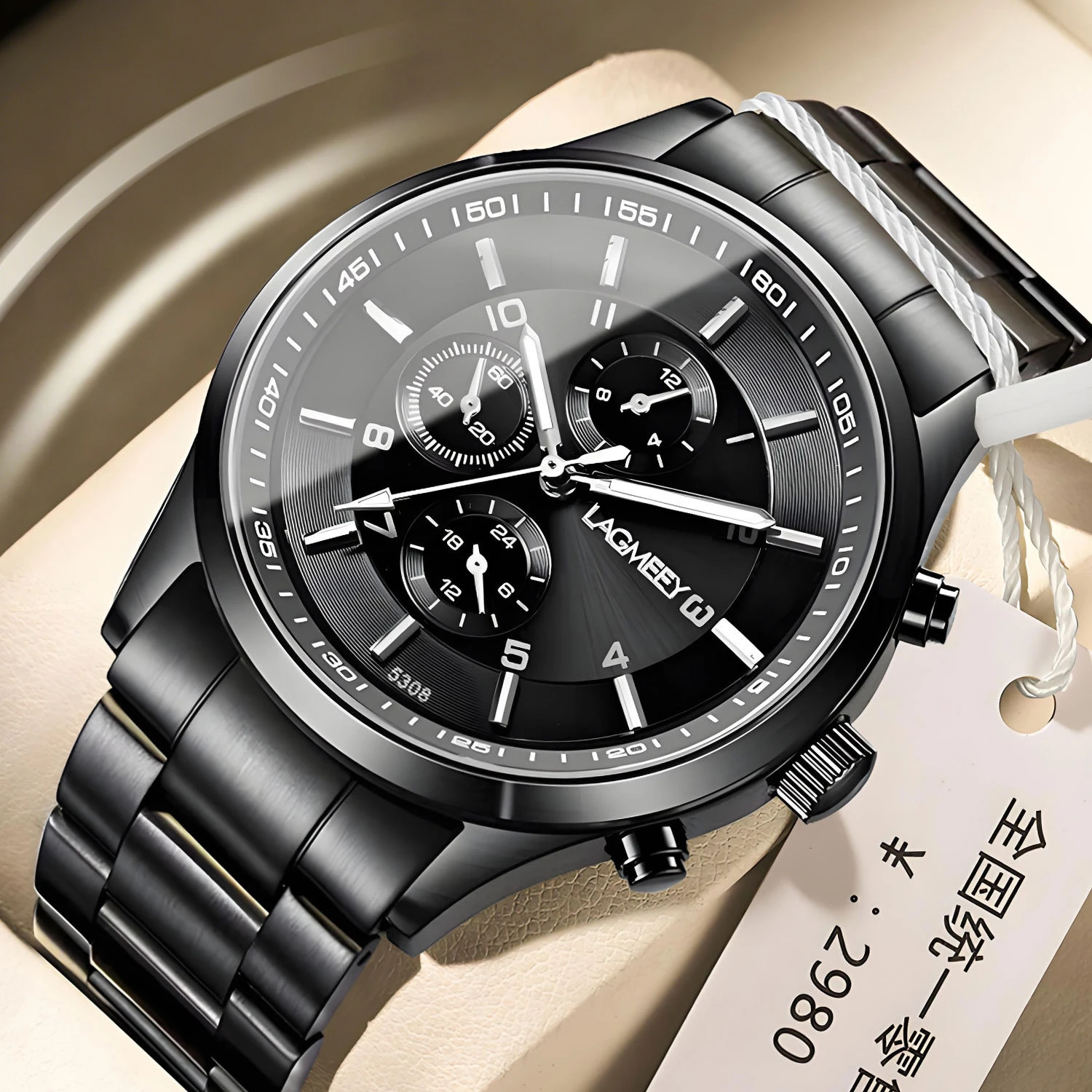 Men's Watch Brand Light Luxury Fashion Leisure Luminous Waterproof Digital dial Six Pin Quartz Watch Gift