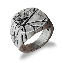 Vintage Cracked Alloy Men Ring Retro Square Index Finger Ring For Men Rock Bar Party Jewelry Wholesale