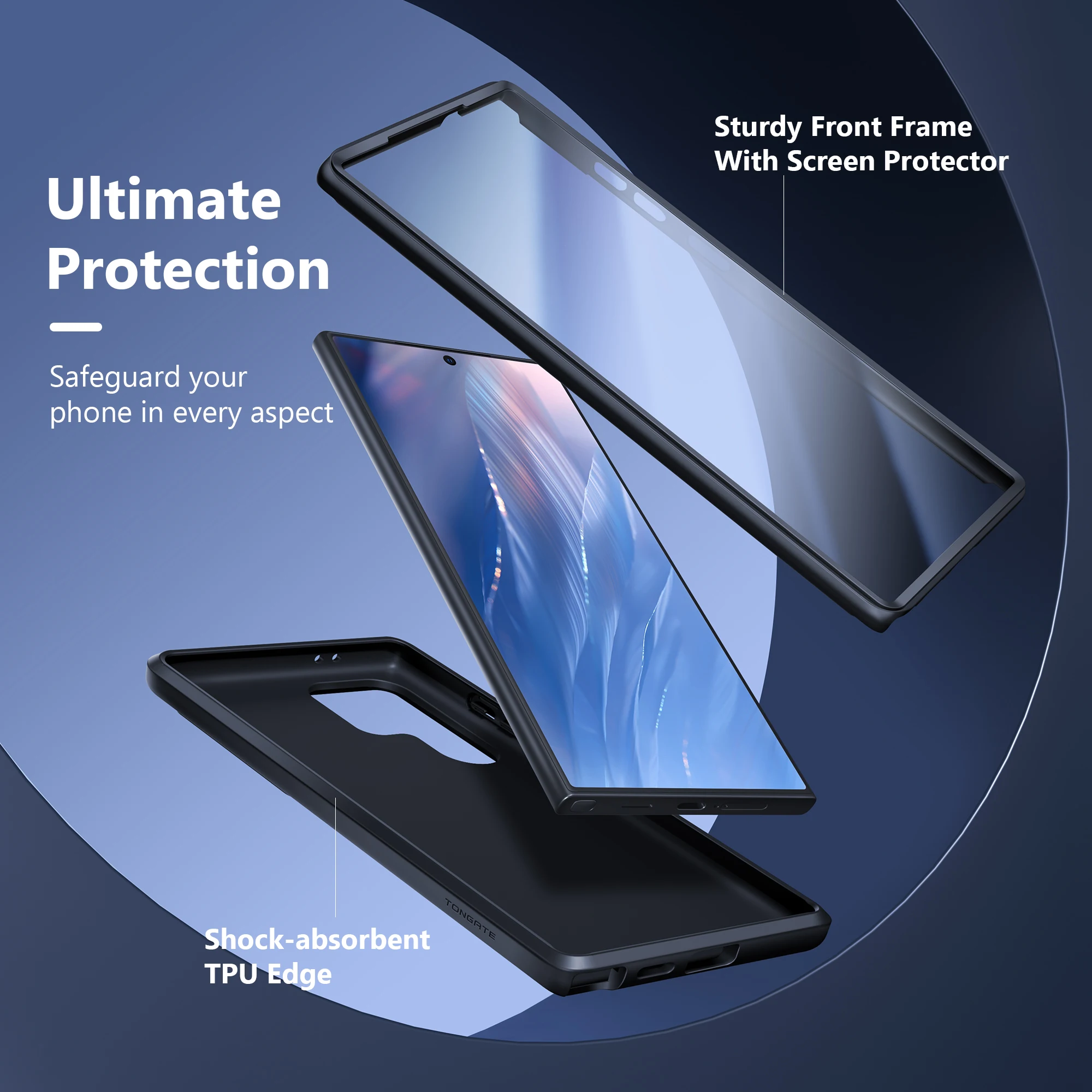 For Samsung Galaxy S24 ultra phone case with slide camera cover, screen protector, military shockproof protection, slim, matte