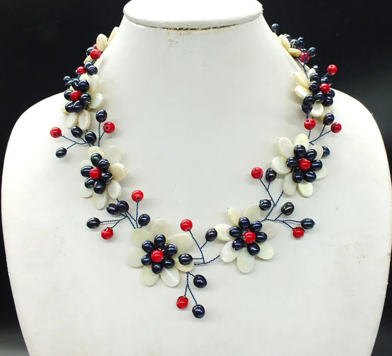 NEW -0280# Charming woman jewelry, Last necklace shell.pearl flower necklace