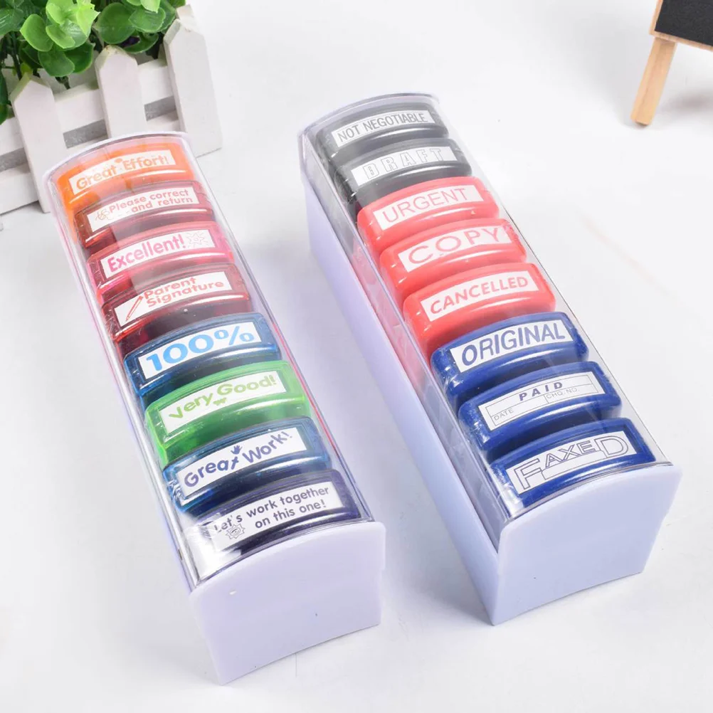 8 Pcs Teacher Review Stamp Scrapbooking Ink The Gift Postage Stamps Remark Letter Child