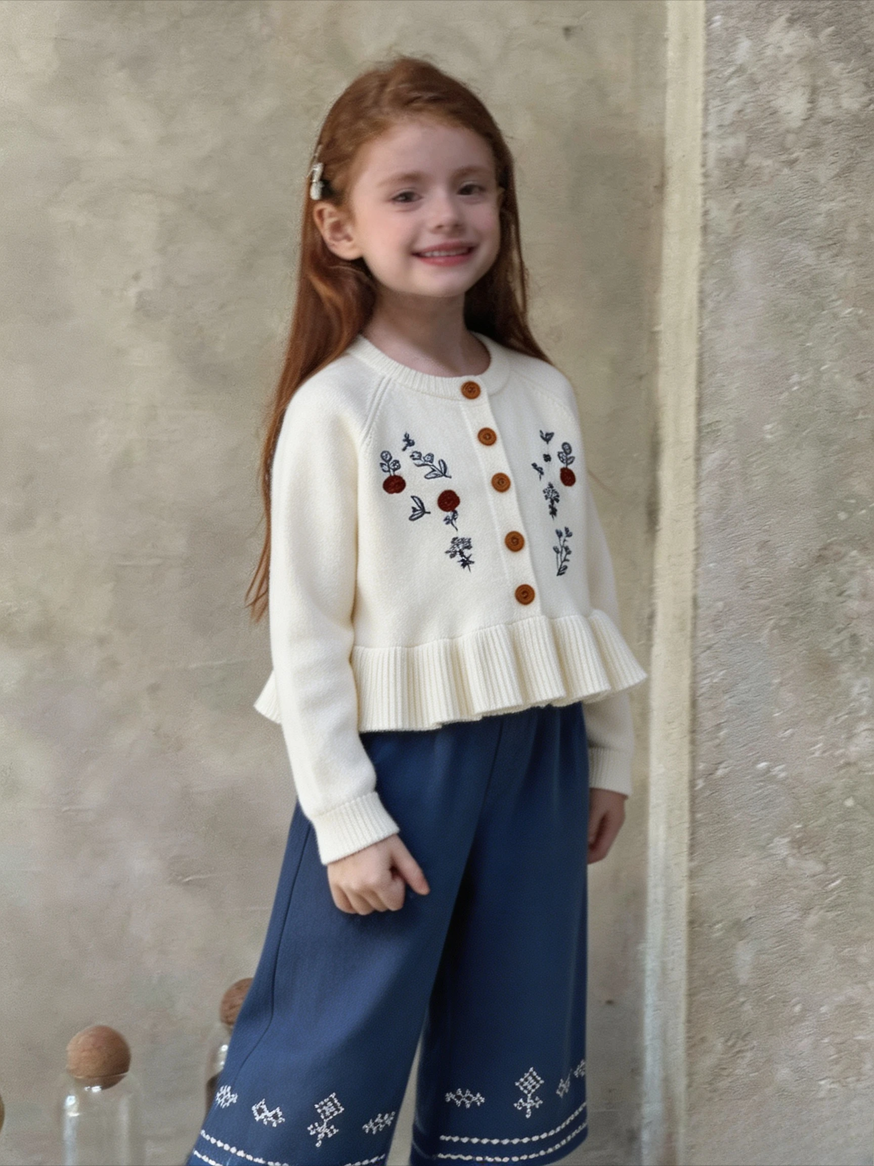 Girls' Embroidered Sweater, 2026 New Style, Autumn, Korean Style Knitted Shirt for Baby Children's Autumn Clothing, Cardigan