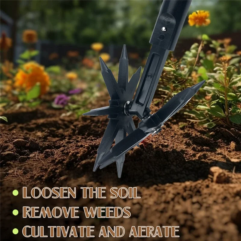 

ABUH-Manual Weeder Garden Tiller Rotary Cultivator Tool Weeding Digging Grass Turning Tool