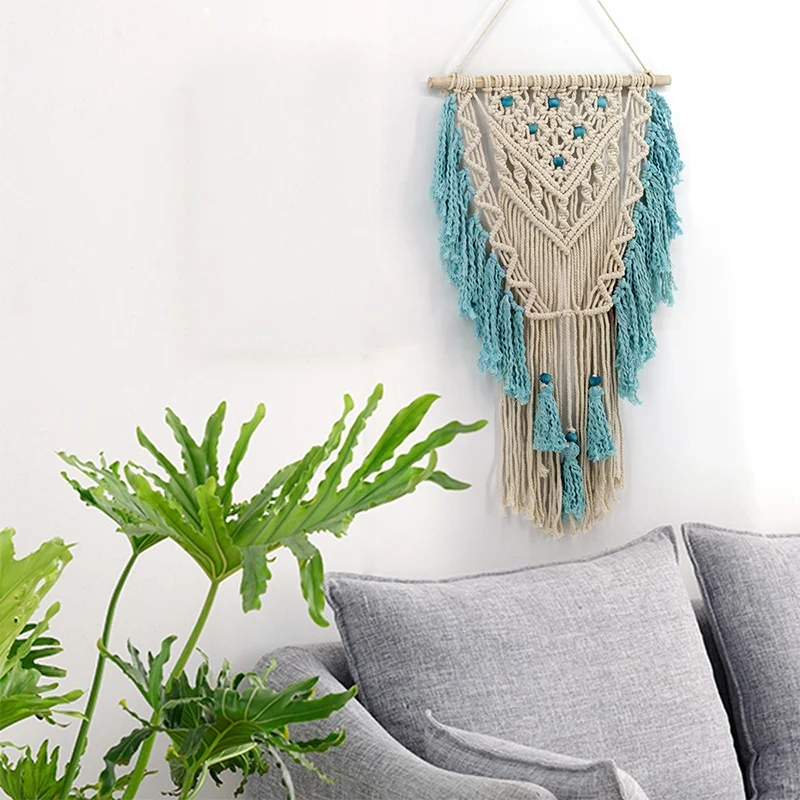 Wall Hanging Macrame Curtain Bohemian Hand Woven Tapestry Perfect Door Curtain Macrame For Bedroom Decoration 45 X 75Cm