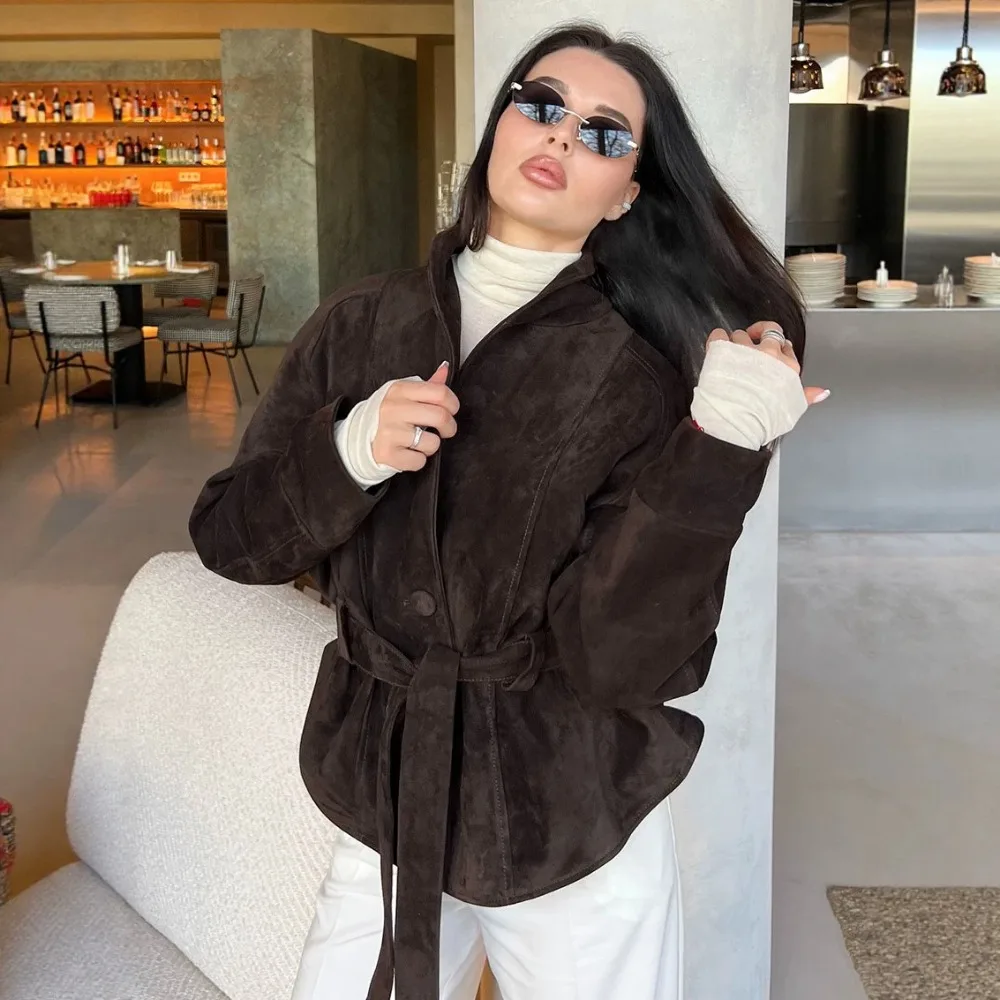 Autumn and Winter Retro Imitation Suede Long-sleeved Matte Fleece Jacket Women's Casual Texture Unique Fashion Simple Versatile