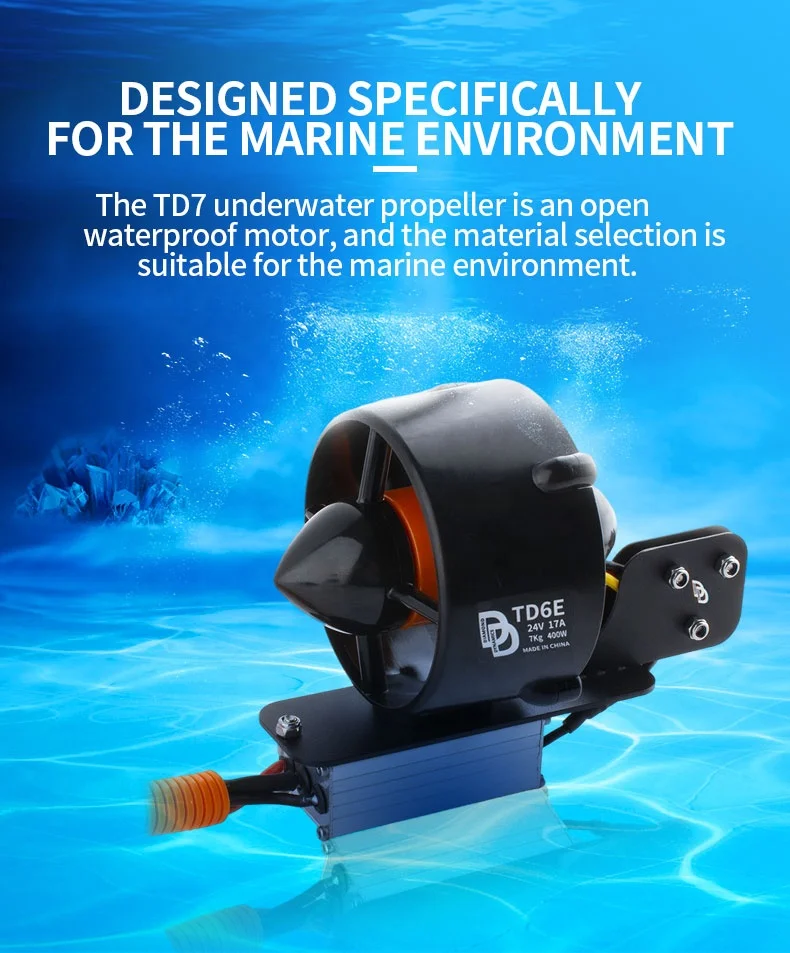 IP68 กันน้ํา ROV Thruster 24V 400W มอเตอร์แบบไม่มีแปรง |   อะแดปเตอร์สแตนเลสแรงขับขนาด 7 กก |   สําหรับเรือโดรนใต้น้ํา/AUV/RC