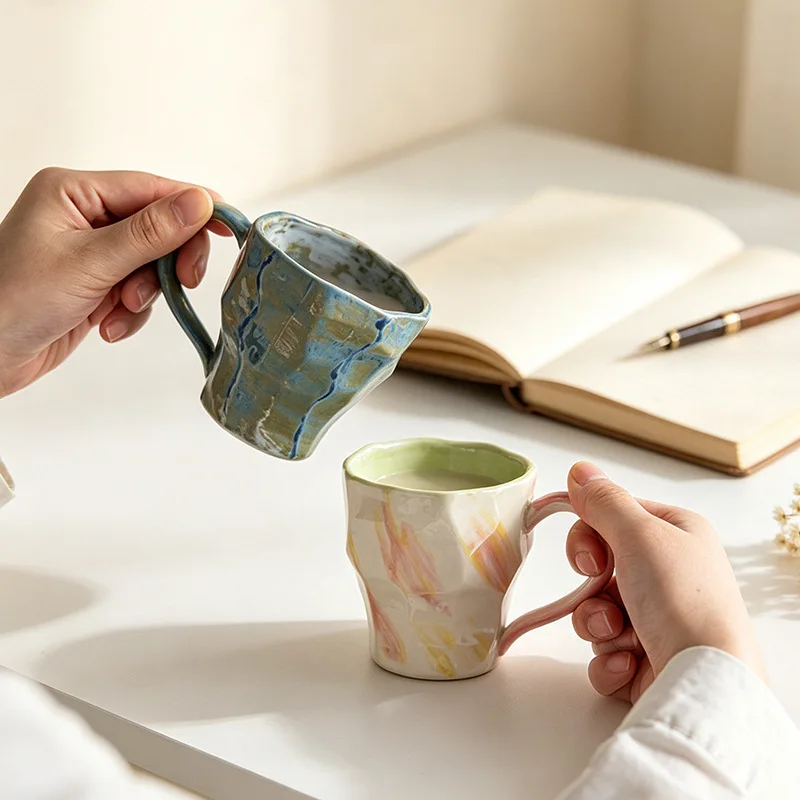 High‑value Retro Hand‑painted Ceramic Coffee Mug Couple Drinking Cups For Household Hotel B&B Tableware