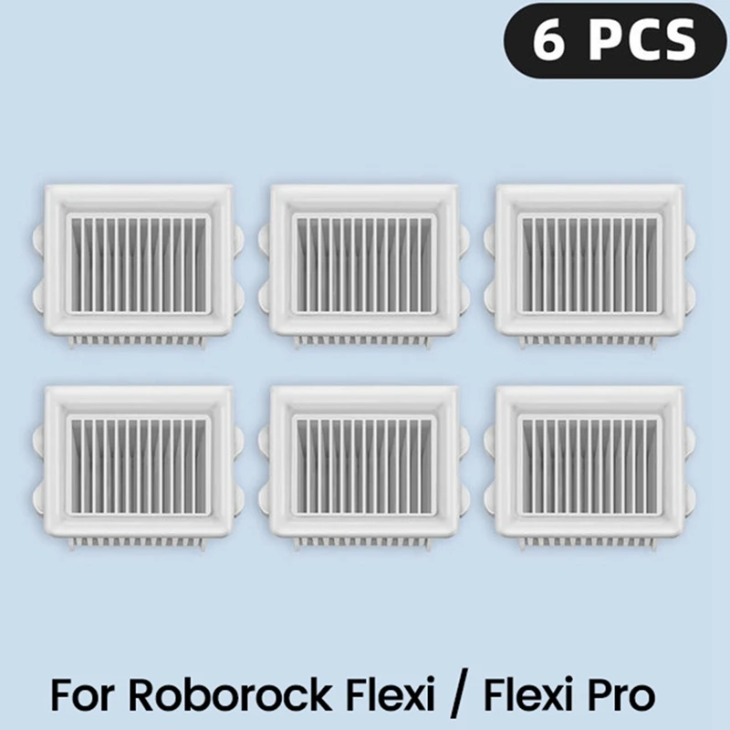 

AA46 6 шт. HEPA-фильтр для Roborock Flexi/Flexi Pro, запасные части, аксессуары, мягкая роликовая щетка, моющийся фильтр