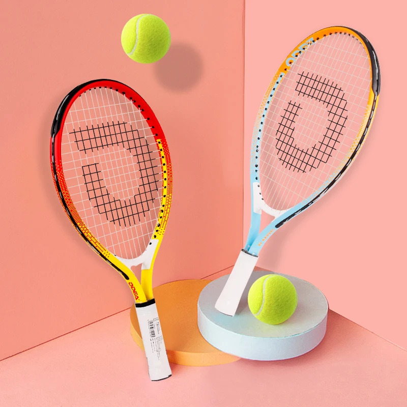 17/ 25 Inch Carbon Aluminum Alloy Children's Special Tennis Racket Primary School Students 2-12 Years Old Oval Novice Rackets