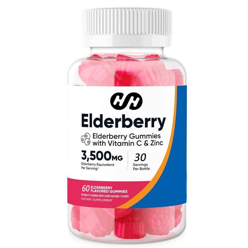 

Elderberry Gummies Contain Vitamin C and Zinc, with 60 Gummies - Gluten Free, Vegetarian