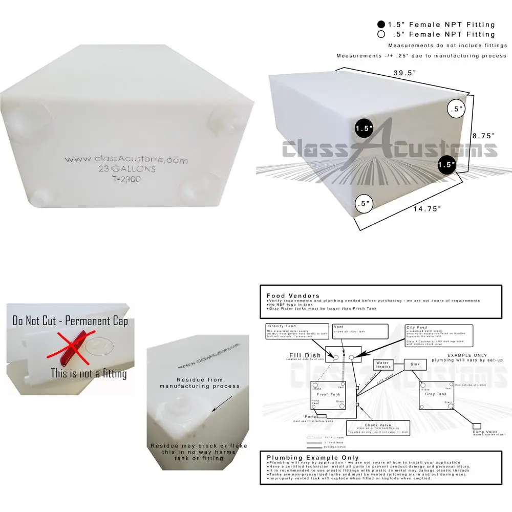 Tanque de agua dulce RV clase A de 23 galones con sistema de agua gris para una comodidad ideal para acampar